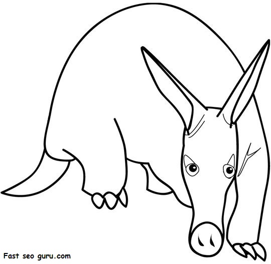Print out animal Aardvark coloring pages